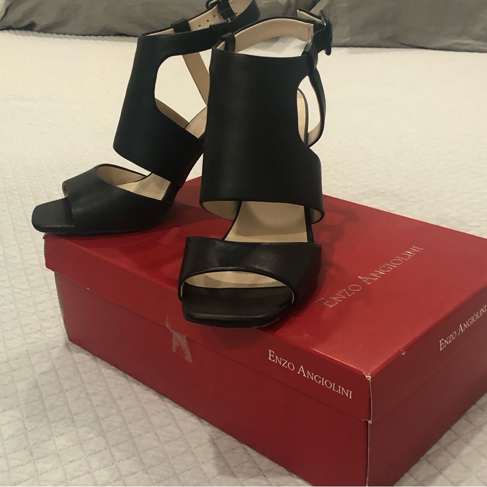 Enzo Angiolini Trudy Sandal Black Leather, Sz 7.5